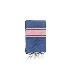 Fouta bandes larges bleue rose