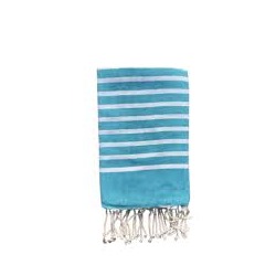 Fouta marinière turquoise