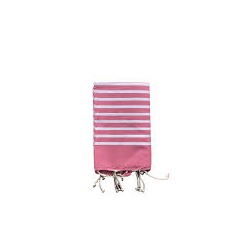 Fouta marinière rose