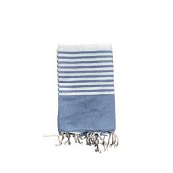 Fouta marinière bleue grise